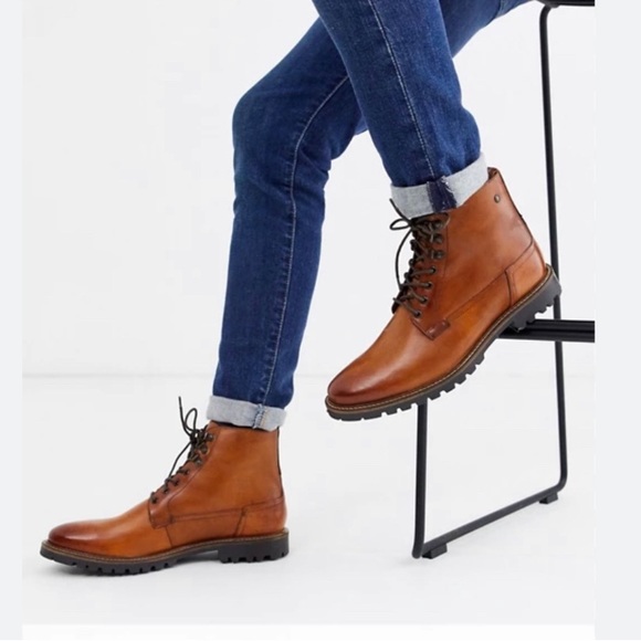 Base London Men Leather Chelsea Combat Boot Size 42 - Picture 2 of 15